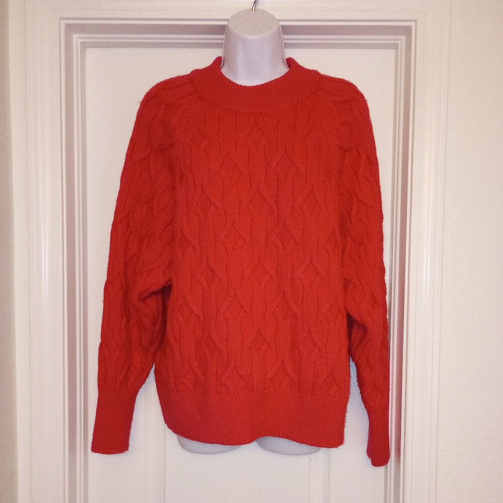 COS Cable Knit Bright Pink Pullover Sweater